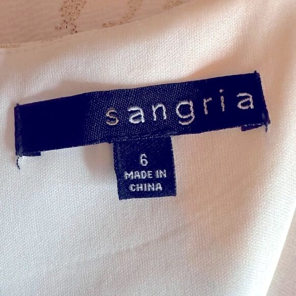 Sangria White and Gold Metallic Cap Sleeve Rhinestone Shift Dress - Picture 12 of 12